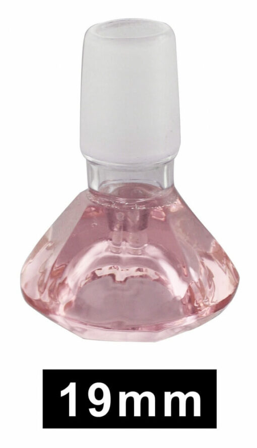 Pink Diamond Shape Male Glass Herb Holder - Fits 19mm Bong