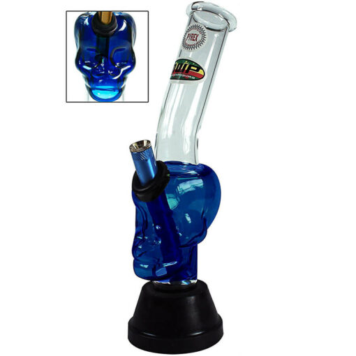 Blue Bonza Glass Skull 26cm