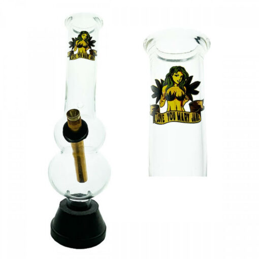 I Love Mary Jane Double Bubble Glass Bonza Bong 29cm