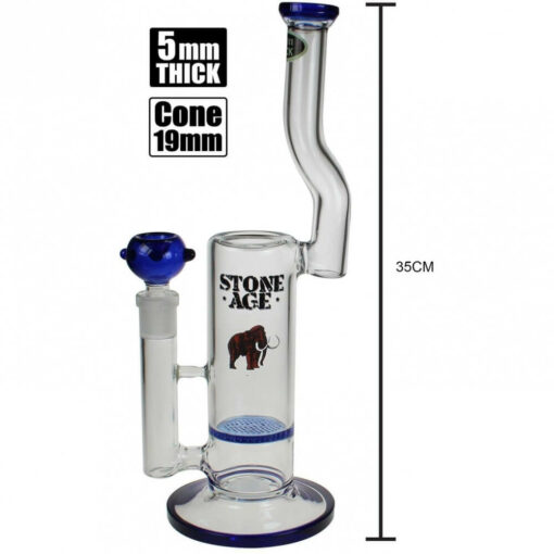 Stone Age With Strainer Blue Glass Bong 35cm