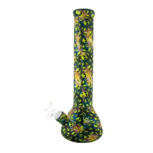 Glow In the Dark Alien Space Invaders Silicone Beaker Bong 34cm