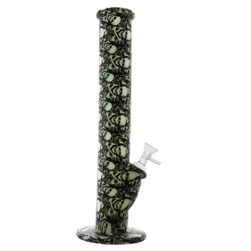 Glow In the Dark Cross Bone Straight Silicone Bong 35cm