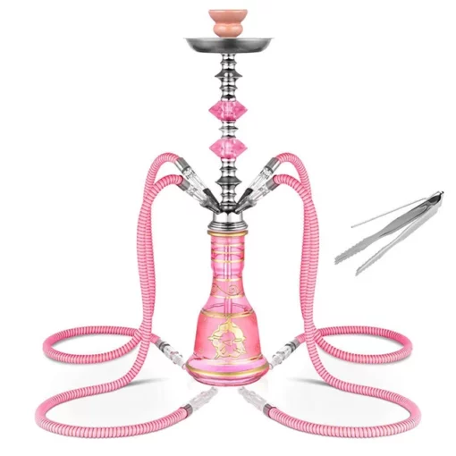 Pink 2-Hose Portable Hookah Set