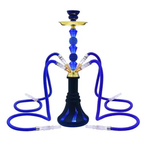 4-Hose Premium Hookah Set with Large Glass Vase and Narguile Bowl