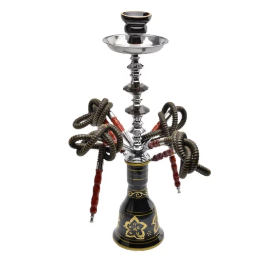 4-Hose Shisha Set with Ceramic Bowl, Metal Tongs & Accessories