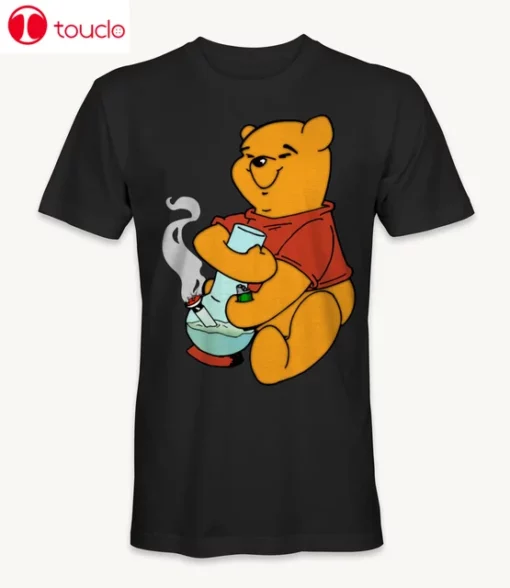 Winnie-The-Pooh 420 Cartoon Black T-Shirt